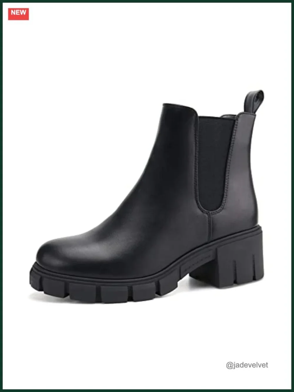 Women's Platform Chelsea Ankle Boots Chunky Heel Faux Leather Suede